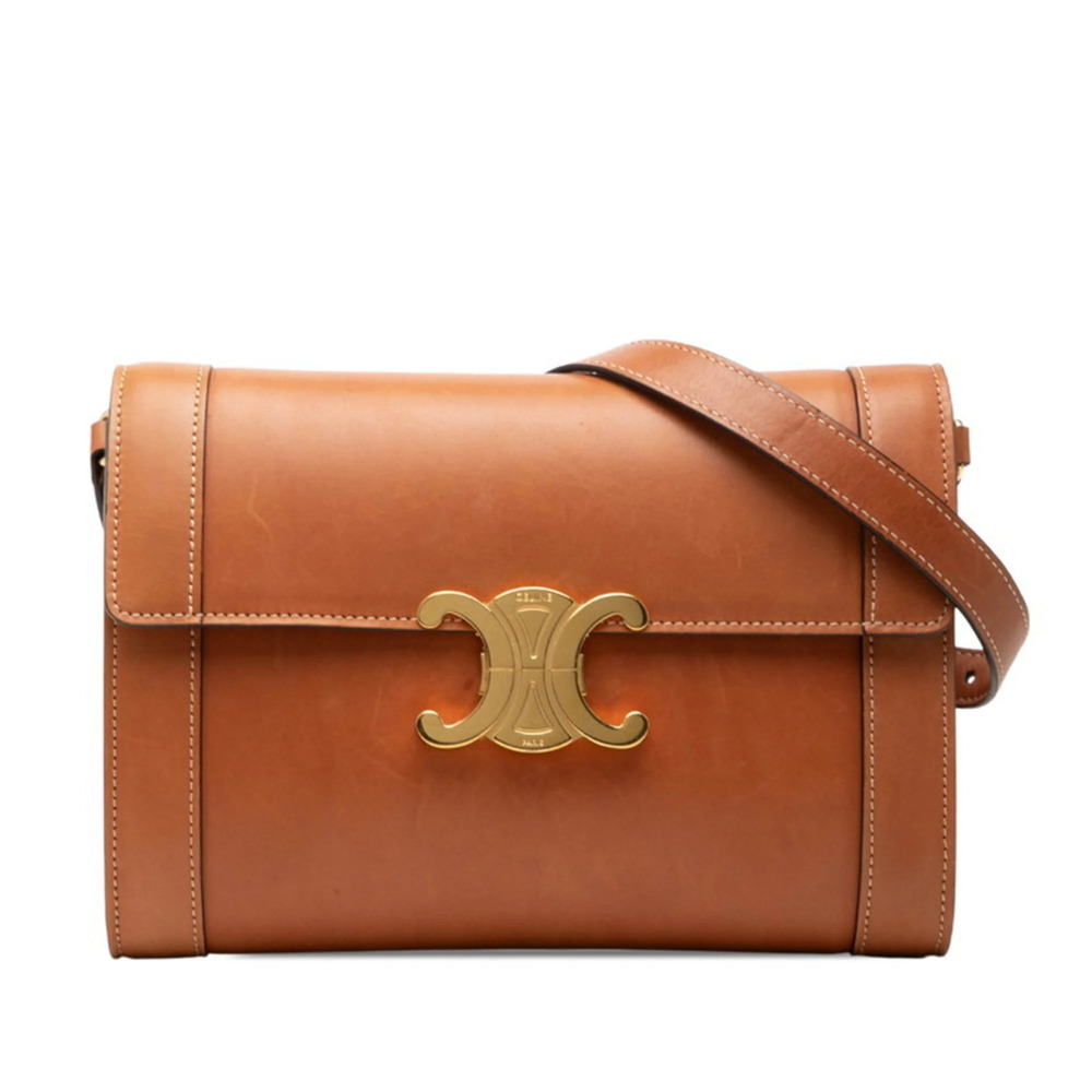 Celine Triomphe Crossbody Shoulder Bag, Brown Leather, Women's CELINE
